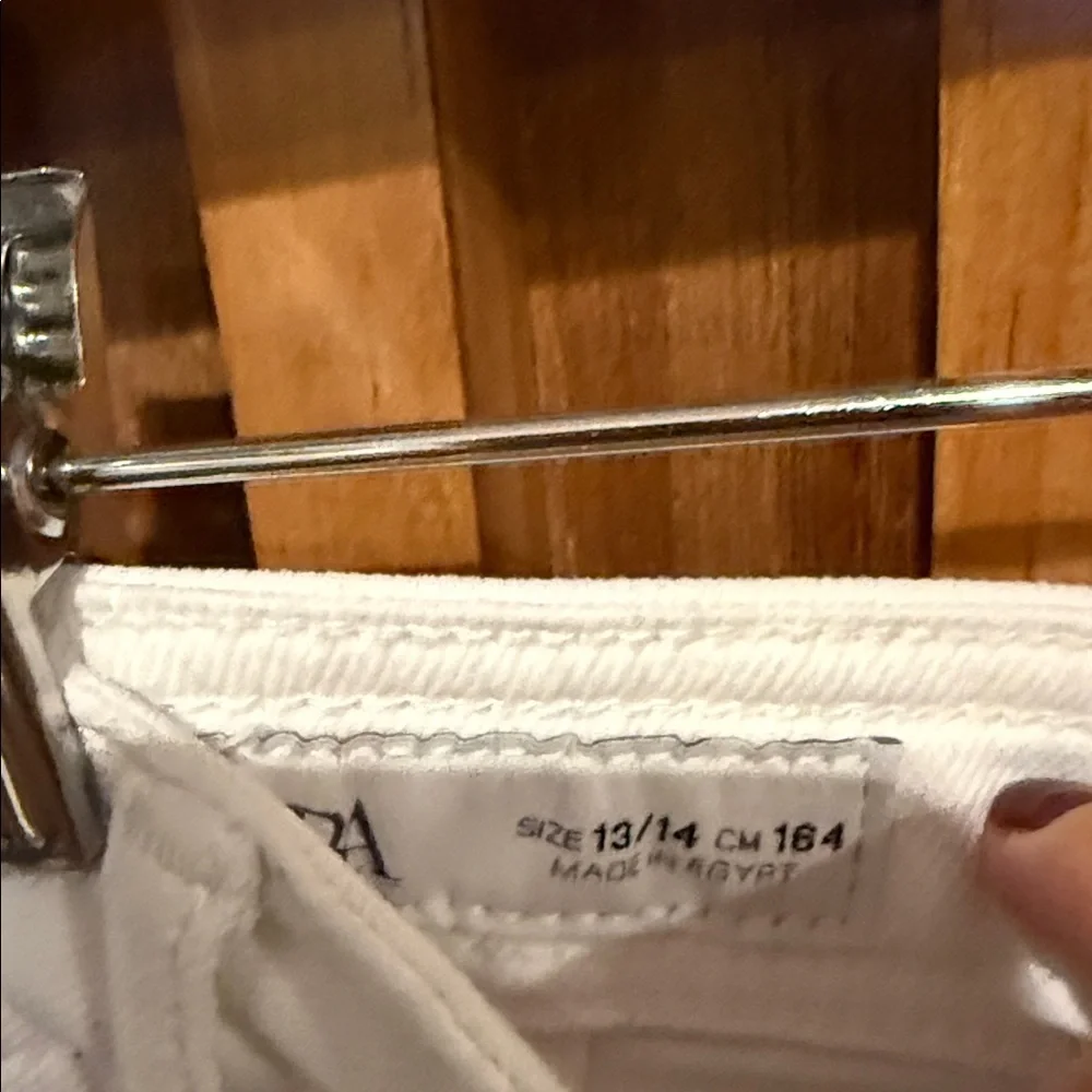 Zara Kids / adult Petite High Rise White Wide Leg Pants. Size 13-14
